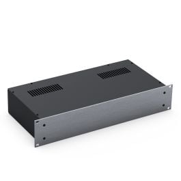 2U Black 220mm Deep Rack Box with a Silver Aluminium Front Panel | Penn  Elcom