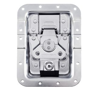 Large Recessed MOL5 Latch with Padlock Brackets and Key Lock in Deep Dish with 27mm Offset