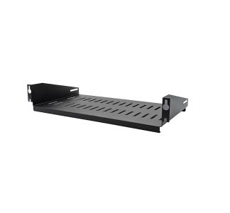 2U 250mm Deep Black Vented Rack Shelf with Quick Mounting System