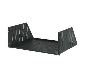 4U Black Vented Rack Shelf - 368mm Deep