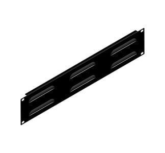 2U Black Flanged Rack Panel with Louvered Vents