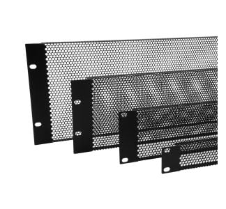 2U Black Fully Perforated Flanged Rack Panel