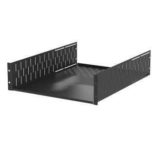 3U Black Clamping Rack Shelf - 600mm Deep