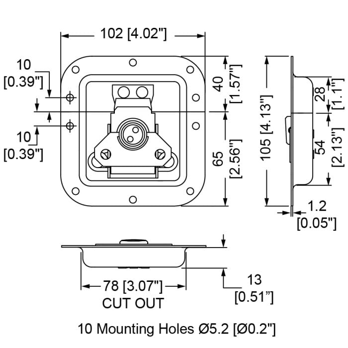 Medium Recessed Latch in Deep Dish