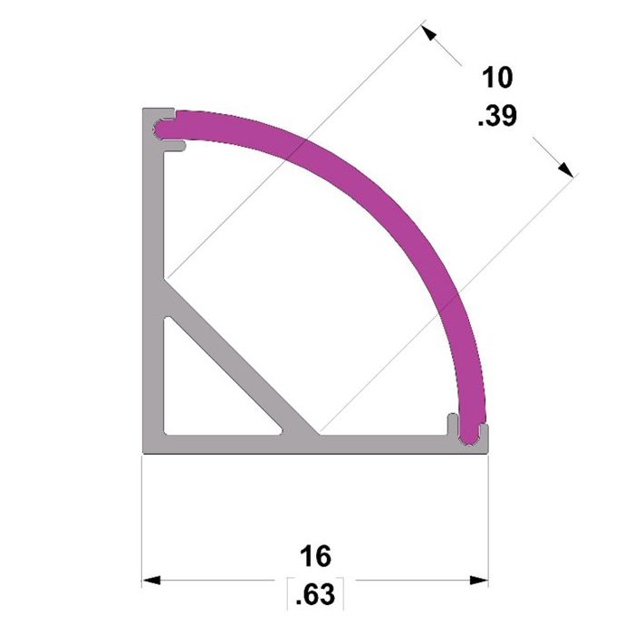 3m 16x16mm Corner Aluminium Profile Kit for up to 10mm Led strips