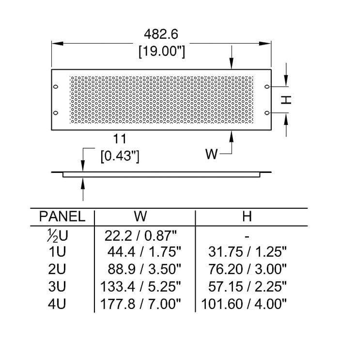 2U Black Perforated Flanged Rack Panel | Penn Elcom