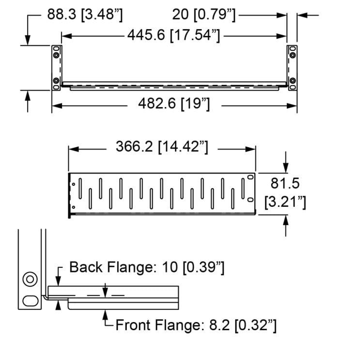 2U Vented Rack Shelf & Magnetic Faceplate For 1 x SKY Q BOX