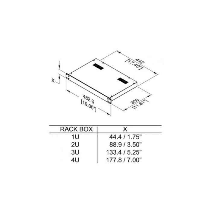 2U Black 300mm Deep Rack Box with a Black Aluminium Front Panel | Penn Elcom