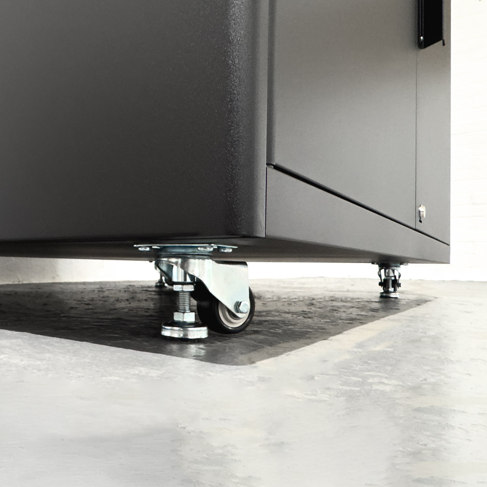close up of installed castor foot on the PBXL