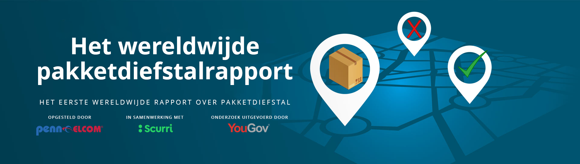 de penn elcom global packet theft report header banner met blauwe achtergrond en kaart en logo's