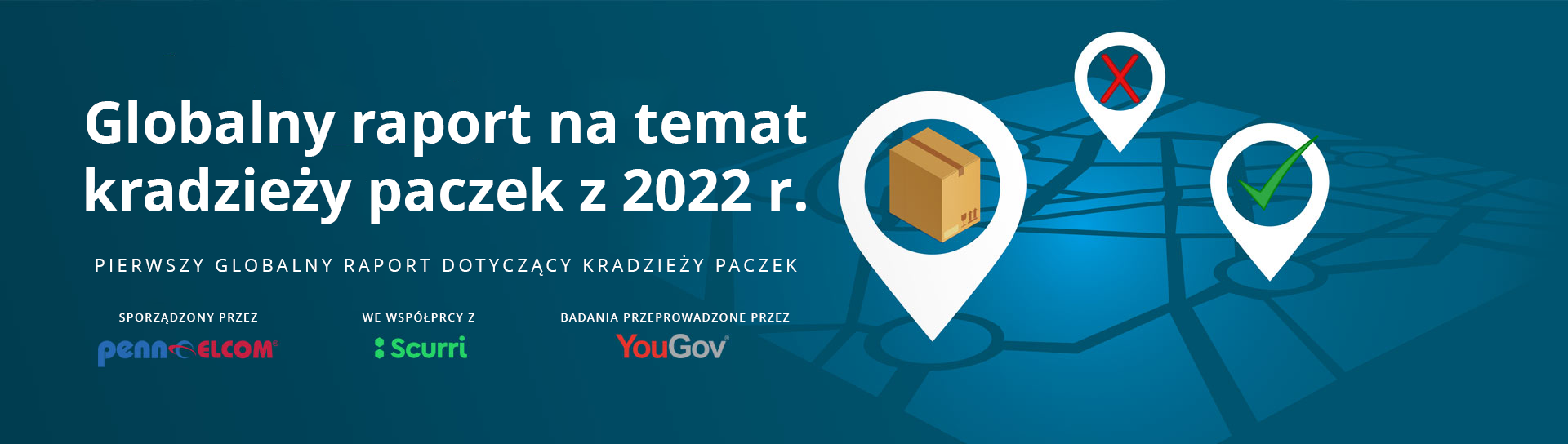 globalny raport o kradzieży paczek niebieski nagłówek z logo partnerów