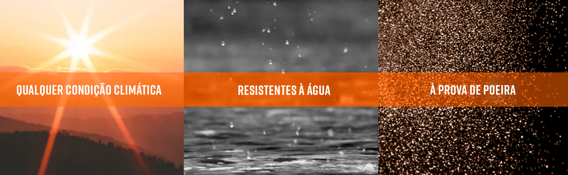 Resistente a todas as condi&ccedil;&otilde;es meteorol&oacute;gicas, &agrave; prova de &aacute;gua e de poeira